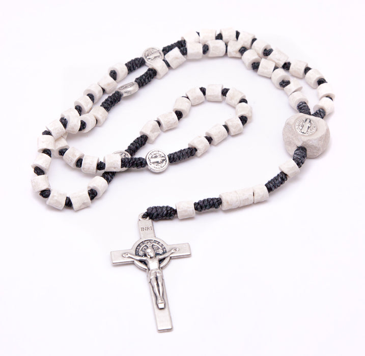 Medjugorje St. Benedict Stone Rosary - Black Cord 