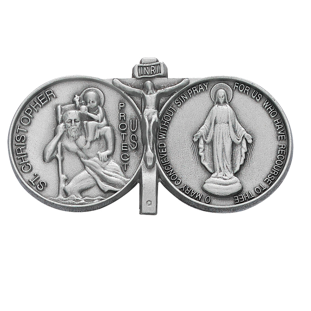 St Christopher and Miraculous Medal Visor Clip