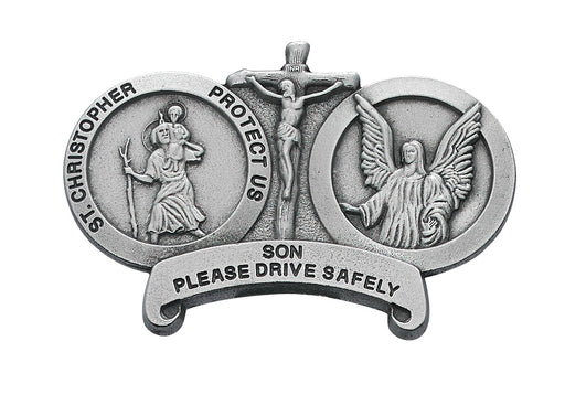 St Christopher and Guardian Angel Visor Clip for Son