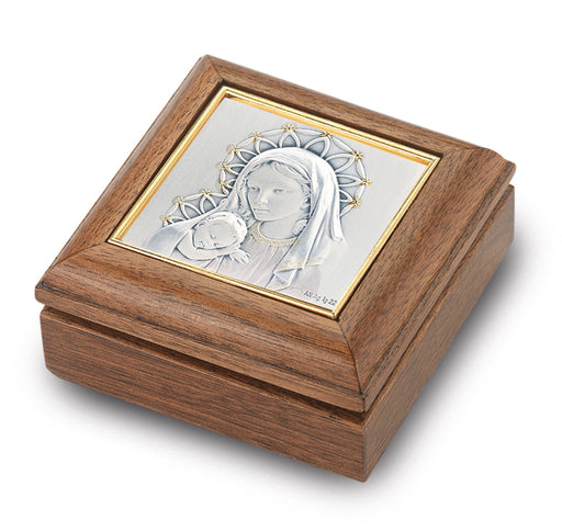 Genuine Walnut Madonna and Child Keepsake Box