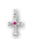 Sterling Silver Cubic Zircon and Fucshia Cross with 18-inch Rhodium Plated Chain
