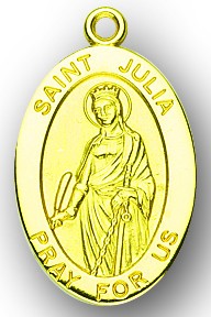 Solid 14KT Gold Saint Julia Medal
