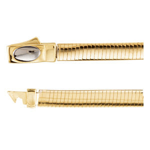 8-inch Two Tone Reversible Omega Bracelet - 14K Yellow Gold and White