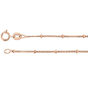 24-inch Beaded Curb Chain with Spring Ring - 14K Rose