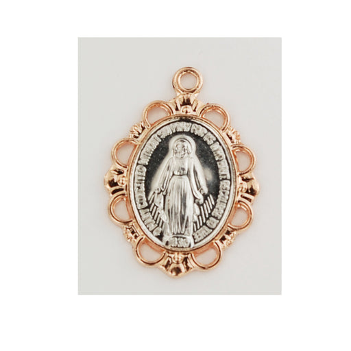 Two Tone Sterling Silver and Rose Gold Miraculous Medal