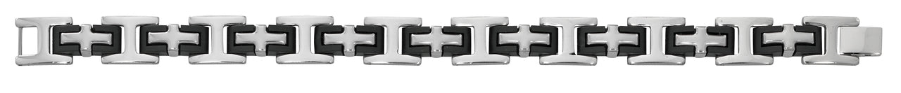 Men's Black and Stainless Steel Cross Bracelet