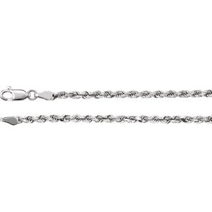24-inch Diamond Cut Rope Chain with Lobster Clasp - 14K White Gold