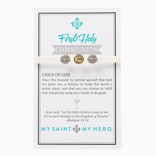 First Holy Communion Child of God Bracelet and White - Mixed Metal