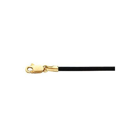 16-inch Black Leather Cord with Lobster Clasp - 14K Yellow Gold