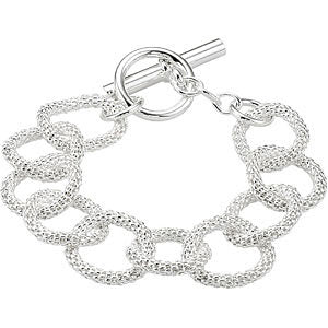 8-inch Mesh Link Bracelet with Toggle Clasp - Sterling Silver