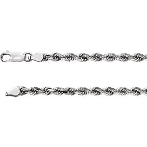 16-inch Diamond Cut Rope Chain with Lobster Clasp - 14K White Gold