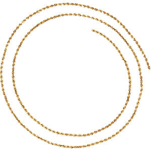 7-inch Diamond Cut Rope Chain with Lobster Clasp - 14K Yellow Gold