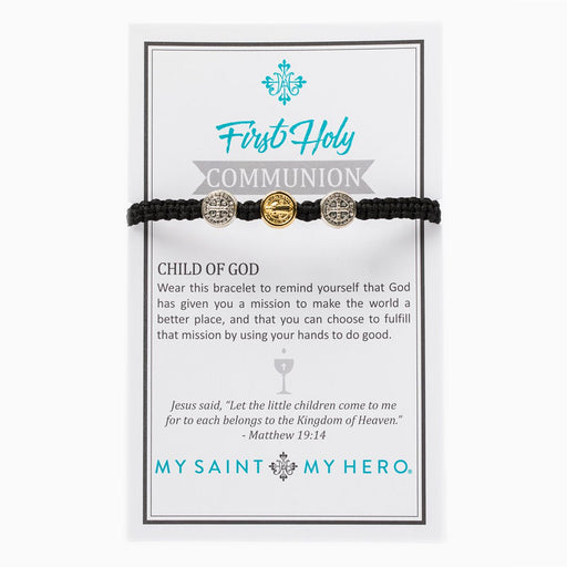 First Holy Communion Child of God Bracelet and Black - Mixed Metal