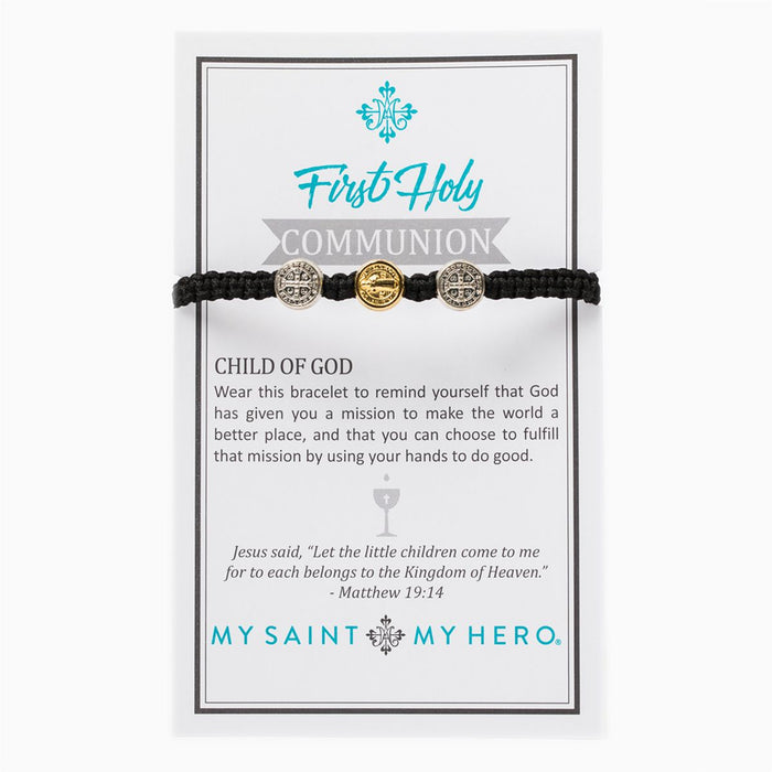 First Holy Communion Child of God Bracelet and Black - Mixed Metal