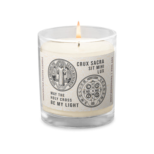St. Benedict Prayer Candle | Unscented Soy