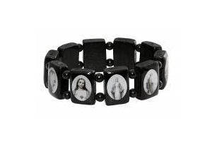 Holy Saint Stretch Bracelet - Black Wood - B/W pictures