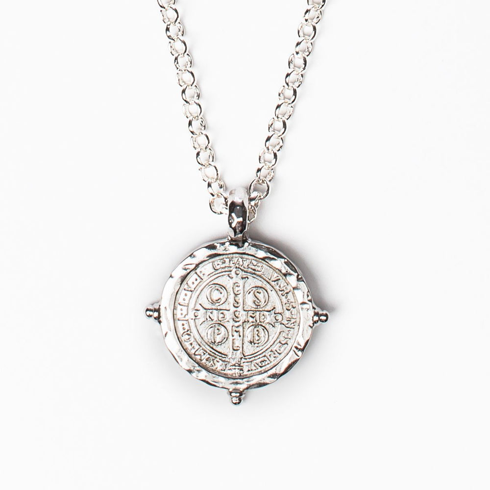 Benedictine Medallion Necklace - Silver