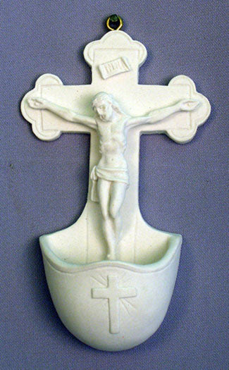 Crucifixion Font White Alabaster 5.5-inch