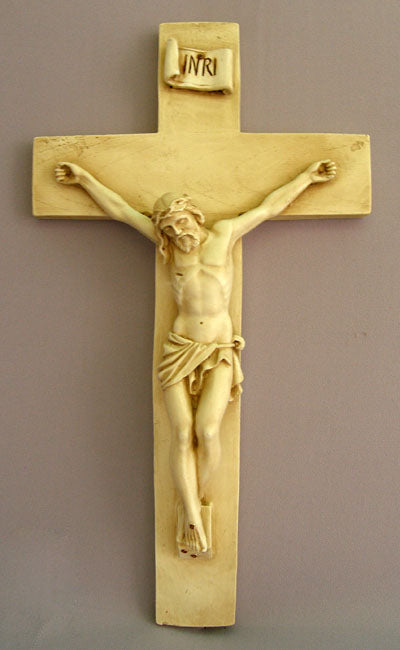 Crucifix Antiqued Ceramic 16-inch