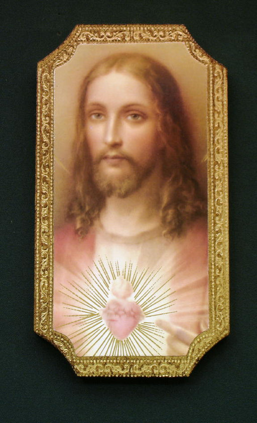 Sacred Heart Of Jesus Florentine Plaque 4.75X9-inch