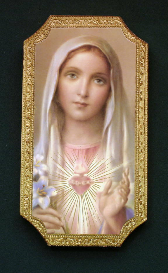Immaculate Heart Of Mary Florentine Plaque 4.75X9-inch