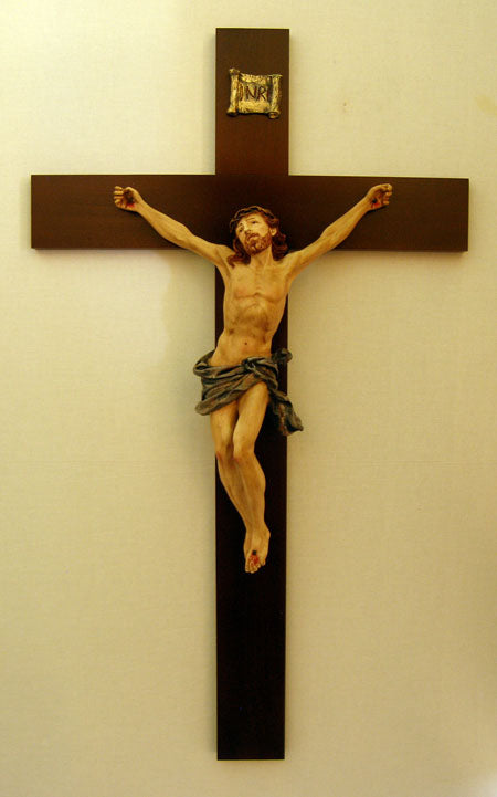 Crucifix Hand-Painted Alabaster Wood Cross 39.5