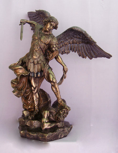 Saint Michael Cold-Cast Bronze Lightly Hand-Painted 29-inch