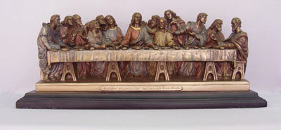 Last Supper Cold-Cast Bronze Lightly Hand-Painted 14X4.5X6-inch