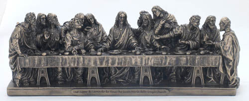 Last Supper Statue Cold-Cast Bronze 9.5X2.25X3.5-inch
