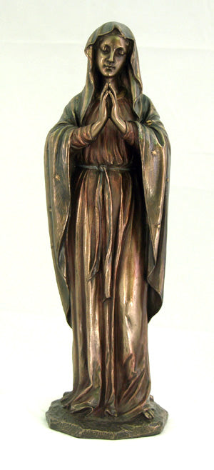 Praying Virgin Cold-Cast Bronze Lightly Hand-Painted 11.75-inch