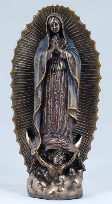 Our Lady Of Guadalupe Cold Cast Bronze Lightly Hand-Painted 9.5-inch