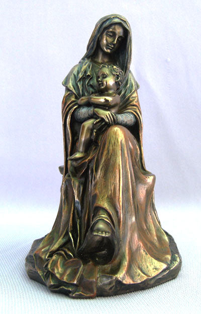 Madonna And Child Cold-Cast Bronze Lightly Hand-Painted 6-inch