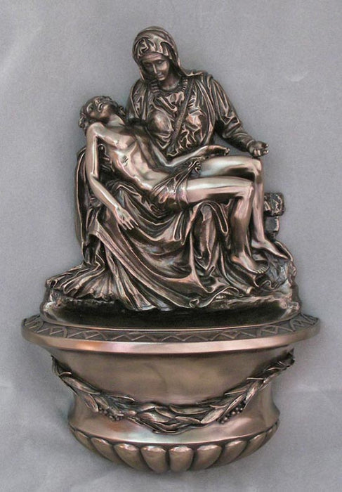 Pieta Font Cold-Cast Bronze 10-inch