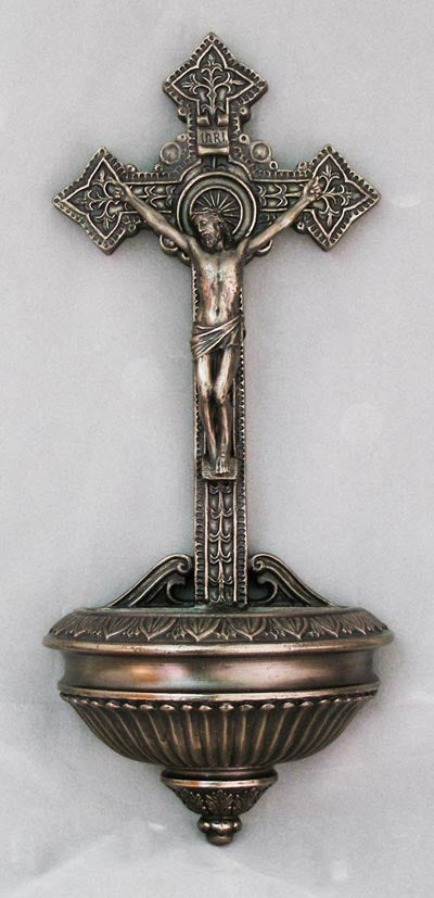 Crucifixion Font Cold-Cast Bronze 11-inch
