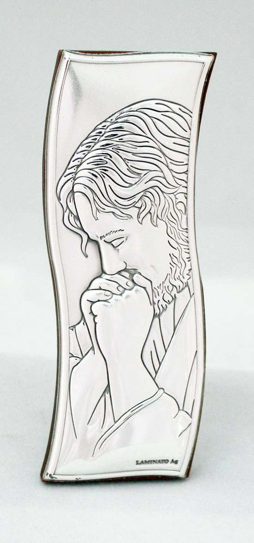 Christ-Gethsemane Sterling Silver Print On Wood Plaque 1.5X2.25-inch