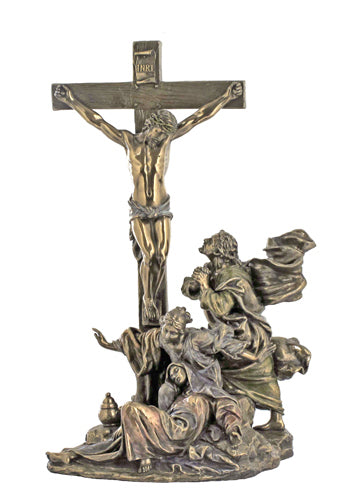 Crucifixion Masterpiece Cold-Cast Bronze Lightly Hand-Painted 11-inch