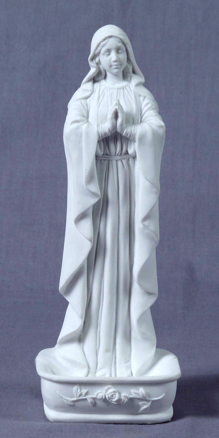 Praying Virgin Font/Rosary Holder White 6.25-inch