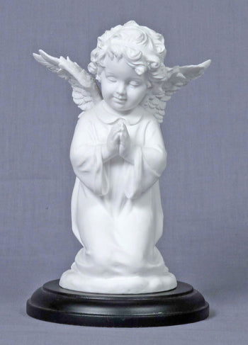 Angel Kneeling And Praying White On A Black Base 6.5-inch