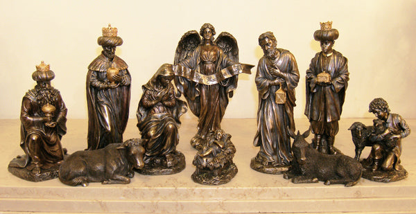 Nativity 10 Pieces Cold-Cast Bronze
