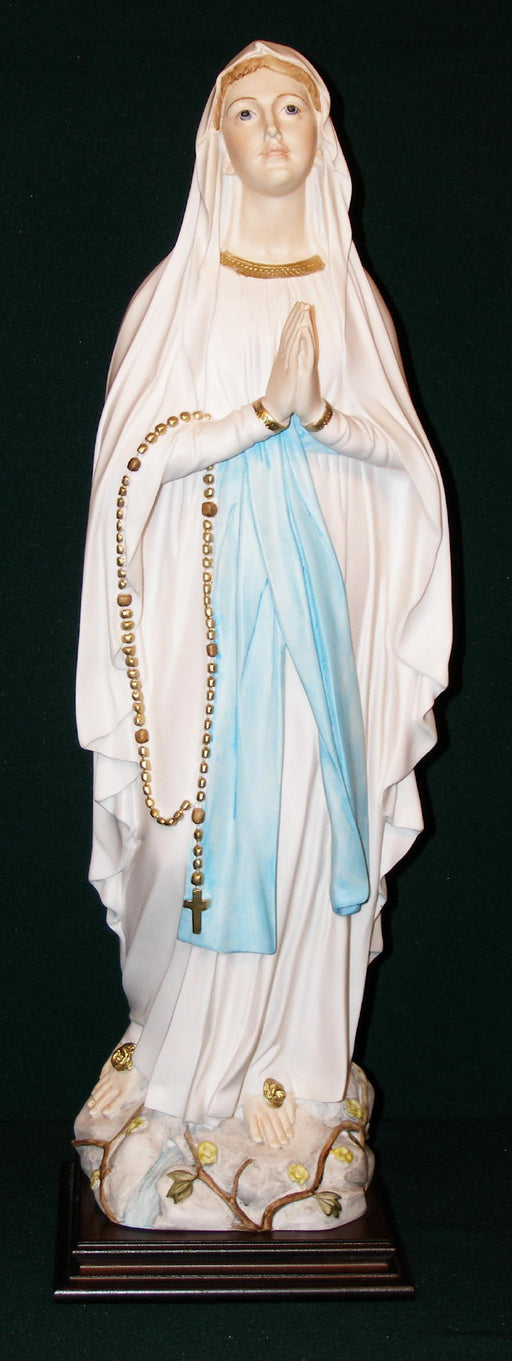 Our Lady Of Lourdes Hand-Painted Alabaster 24-inch