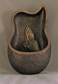 Genesis Praying Hands Font Cold-Cast Bronze 6.5-inch