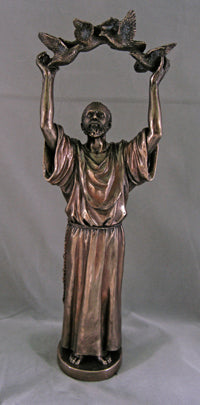 Saint Francis Lightly Hand-Painted Cold-Cast Bronze 11-inch