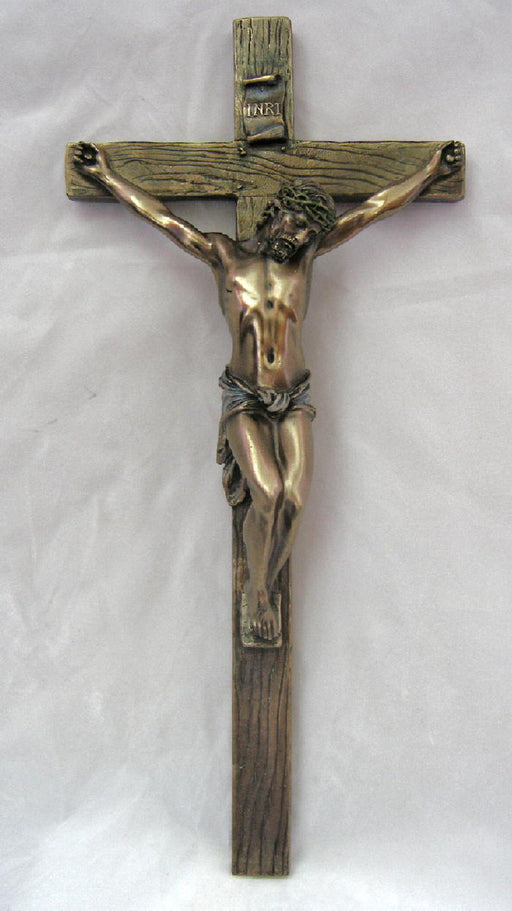 Crucifix Hand-Painted Cold-Cast Bronze 13-inch