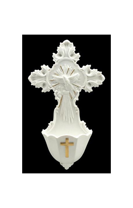 Holy Spirit Cloud Font White With Gold Trim 6-inch