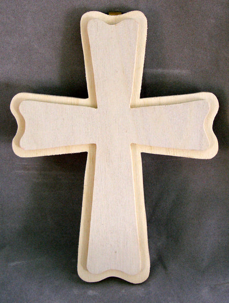 Plain Wood Shamrock Cross 6.50-inch