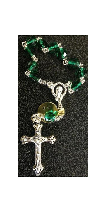 Decade Crystal Rosary In Emerald Separate Box 5.5-inch