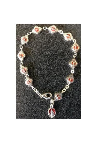 Saint Benedict Metal Bracelet In Red 9-inch