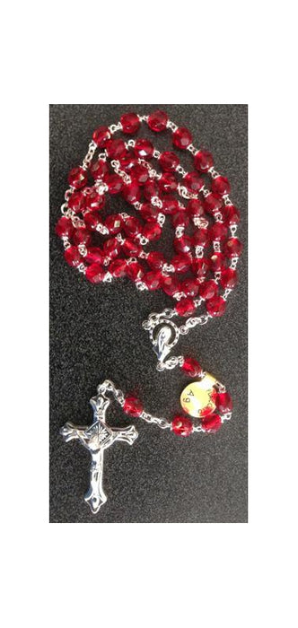 Ruby Crystal Rosary 6Mm Bead Separate Box 17.5-inch