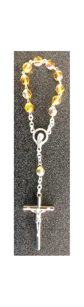 Yellow Topaz Decade Rosary 6Mm Glass Bead 5.5-inch