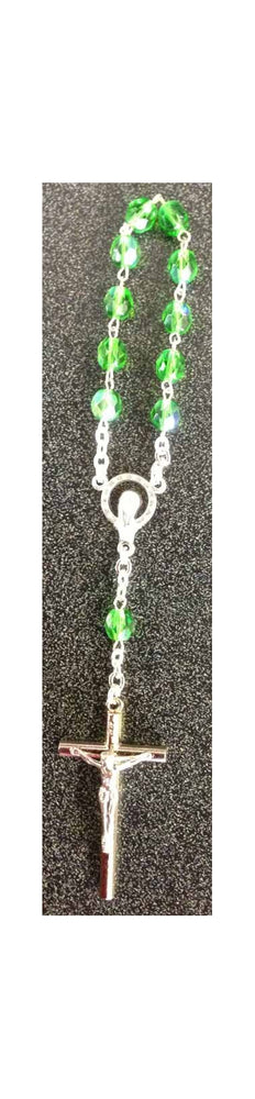 Peridot-Light Green Decade Rosary 6Mm Glass Beads 5.5-inch